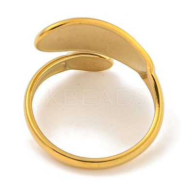 Ion Plating(IP) 304 Stainless Steel Oval Open Cuff Ring for Women RJEW-A043-33G-1