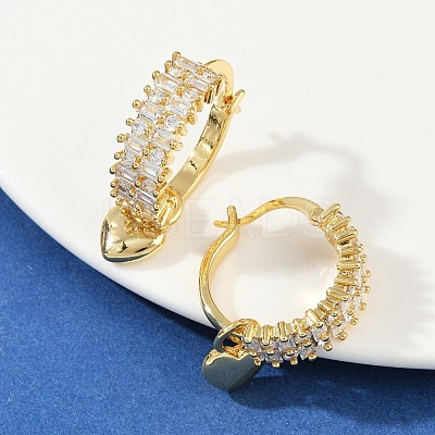 Heart Brass Micro Pave Clear Cubic Zirconia Hoop Earrings EJEW-S275-04G-1