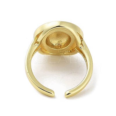 Brass with Cubic Zirconia Open Cuff Rings for Women RJEW-A035-14G-1