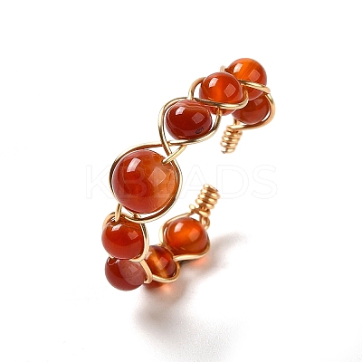 Adjustable Natural Carnelian with Brass Rings G-B075-01G-09-1