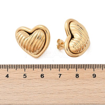 304 Stainless Steel Two Tone Heart Stud Earrings EJEW-M073-09G-1