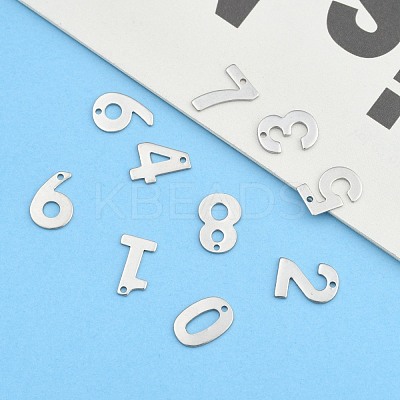 Tarnish Resistant 201 Stainless Steel Number Charms STAS-S035-M-1
