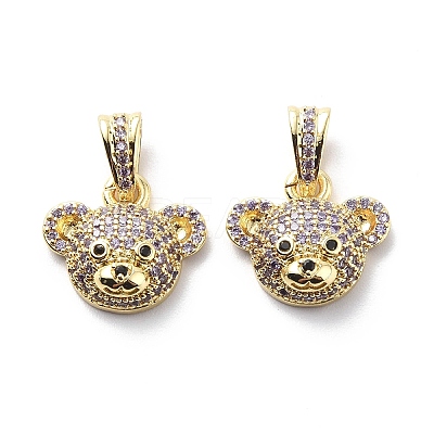 Brass Cubic Zirconia Charms KK-G446-25G-01-1