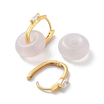 Donut Natural Agate Hoop Earrings for Women EJEW-E303-25G-02-1