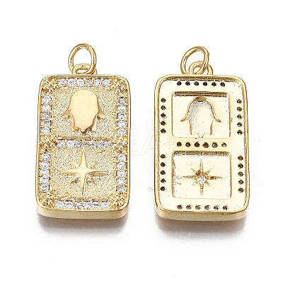 Brass Micro Pave Clear Cubic Zirconia Pendants KK-S356-231G-NF-1