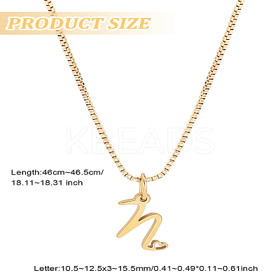 1pc Brass Chain & 304 Stainless Steel Letter Pendant Necklaces NJEW-LP0001-40N-G-1