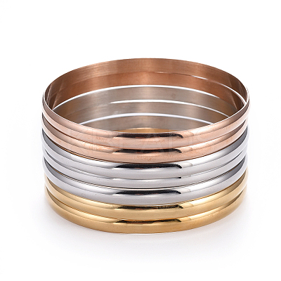 Fashion 201 Stainless Steel Bangle Sets BJEW-L664-024D-M-1-1