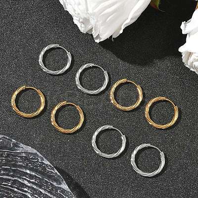 2 Pairs 2 Colors 304 Stainless Steel Twist Hoop Earrings for Women EJEW-YW0001-15-1