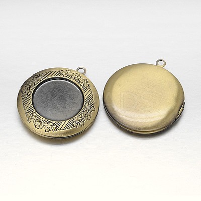 Rack Plating Brass Locket Pendant Cabochon Settings KK-N0096-06AB-FF-1