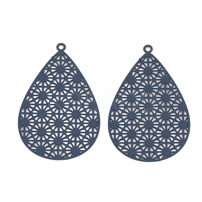 430 Stainless Steel Filigree Pendants STAS-S108-25A-02-1