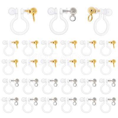 28Pcs 2 Colors 201 Stainless Steel Clip-on Earring Settings STAS-DC0016-90-1