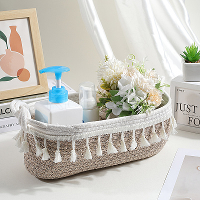 Cotton Rope Woven Storage Basket AJEW-WH20020-153C-1