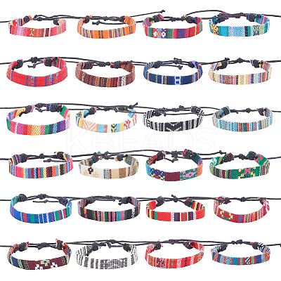 24Pcs 24 Style Jute Braided Cord Bracelets Set with Wax Cord BJEW-AN0001-61-1