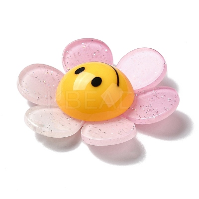 Acrylic Big Pendants with Glitter Powder MACR-M023-03B-1