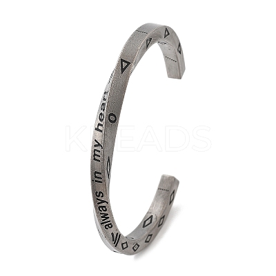 Viking Word Always in My Heart 304 Stainless Steel Enamel Cuff Bangles for Women BJEW-Z092-10P-1