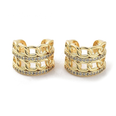 Brass Micro Pave Cubic Zirconia Cuff Earrings EJEW-D088-09G-1