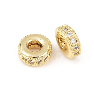 Brass Micro Pave Clear Cubic Zirconia Beads ZIRC-I038-31G-1