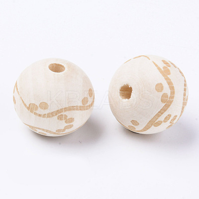 Unfinished Natural Wood European Beads LS-WOOD-S057-018B-1