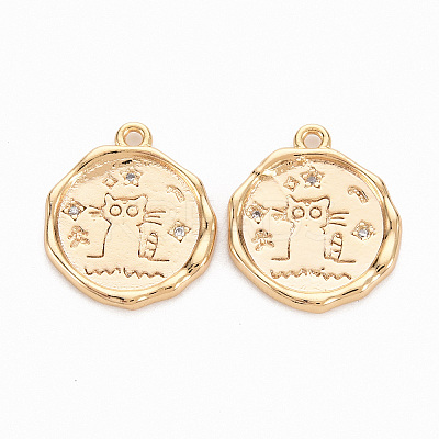 Brass Micro Pave Clear Cubic Zirconia Pendants KK-N231-241-NF-1