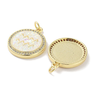 Brass Micro Pave Clear Cubic Zirconia Pendants KK-L213-032G-1