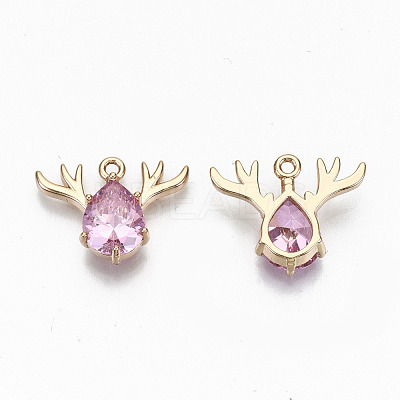 Brass Glass Rhinestone Pendants GLAA-S179-24B-RS-1