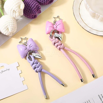 2Pcs 2 Colors Imitation Leather Keychain KEYC-CL0001-03A-1