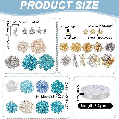 DIY Sea Aniaml Synthetic Turquoise  Alloy Earrings/Bracelets Making Kits DIY-AR0004-12-1