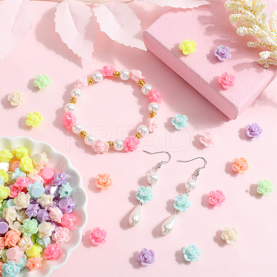 500Pcs AB Color Plated Opaque Acrylic Flower Beads SACR-SP0001-02-1