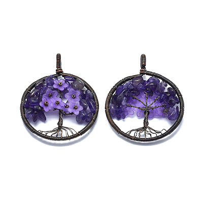 Natural Amethyst Pendants G-E529-A02-1