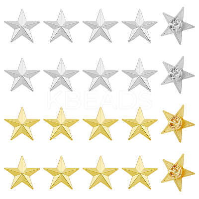 20Pcs 2 Colors Alloy Star Brooches JEWB-FH0001-42-1