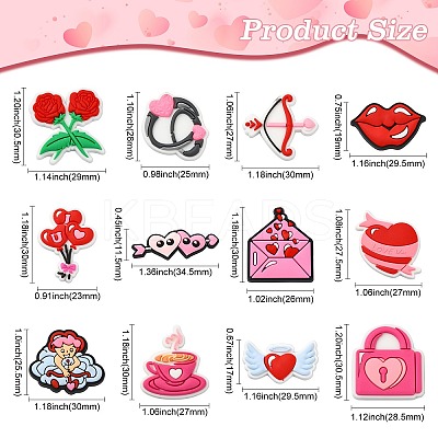 60Pcs 12 Styles Valentine's Day Theme PVC Cabochons FIND-CJ0011-21-1