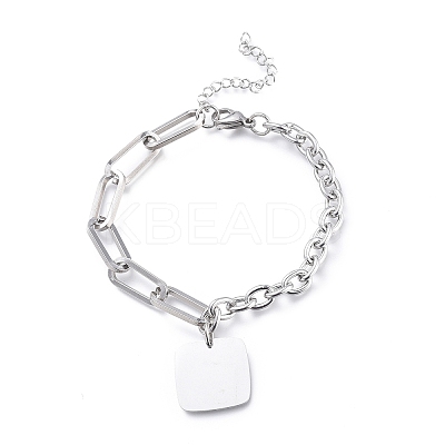 Non-Tarnish 304 Stainless Steel Paperclip Chains & Cable Chain Jewelry Sets SJEW-K153-62P-1