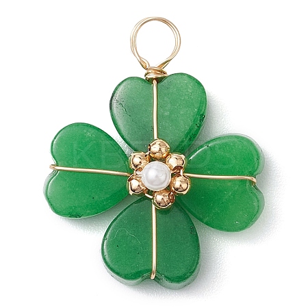 Dyed Natural Malaysia Jade Clover Pendants PALLOY-JF03180-05-1