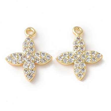 Brass Micro Pave Clear Cubic Zirconia Pendants KK-Q031-31G-01-1