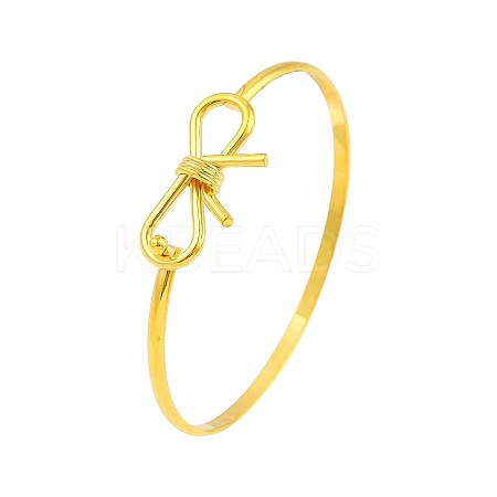 Adjustable Bowknot Brass Torque Bangles for Women BJEW-Z074-01G-1