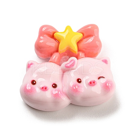 Pig Theme Opaque Resin Cabochons RESI-H154-01F-1