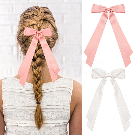 Big Bowknot Polyester Alligator Hair Clips AJEW-CP0008-42B-01-1