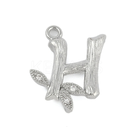Brass Crystal Rhinestone Letter Links Connector Charms KK-S395-06P-H-1