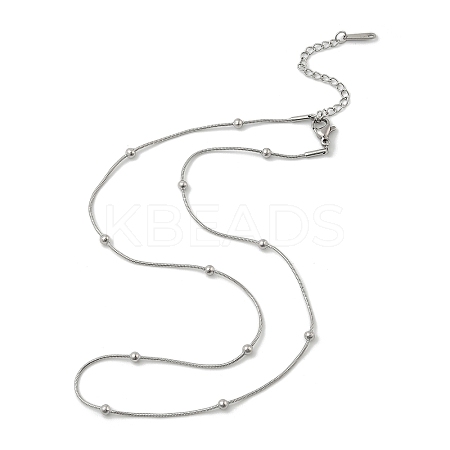 3MM 304 Stainless Steel Round Snake Chain Necklaces for Women Men NJEW-F351-03P-1