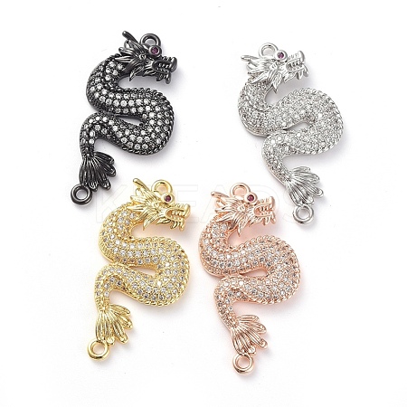 Brass Micro Pave Cubic Zirconia Links Connectors ZIRC-G157-46-1