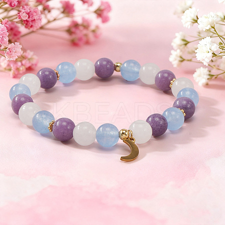 European Style Stainless Steel & Gemstone Stretch Bracelets SF6805-1