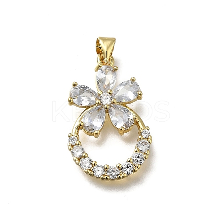 Brass Micro Pave Cubic Zirconia Pendants KK-C090-21G-1