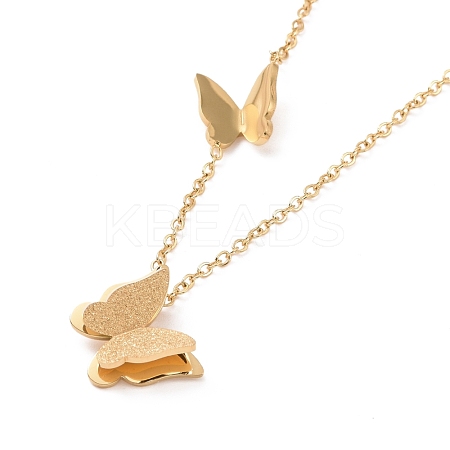 Ion Plating(IP) 304 Stainless Steel 3D Butterfly Pendant Necklace for Women NJEW-A004-27G-1
