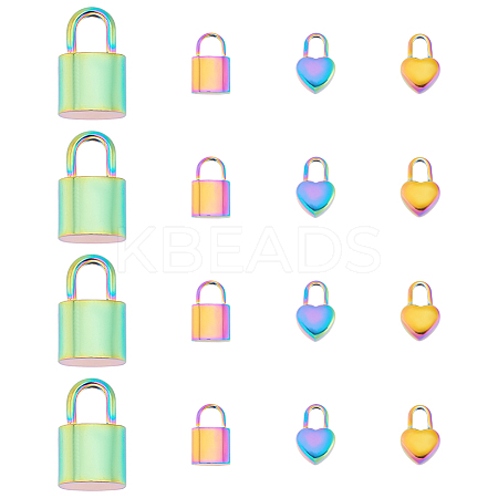 16Pcs 4 Style 201 & 304 Stainless Steel Pendants STAS-AR0001-42-1