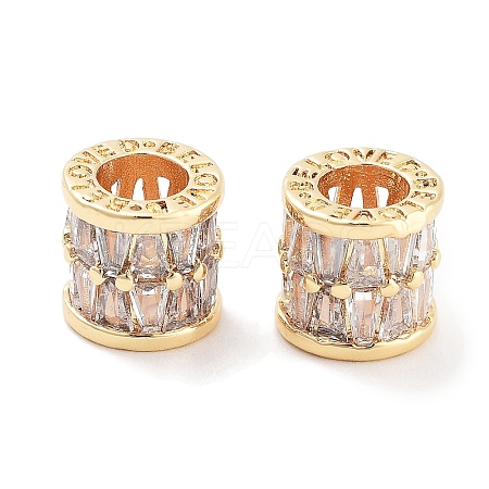 Brass Micro Pave Clear Cubic Zirconia European Beads KK-P271-43G-A-1