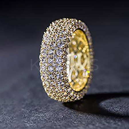 Brass Micro Pave Clear Cubic Zirconia Finger Rings for Women FS-WG796B2-06-1