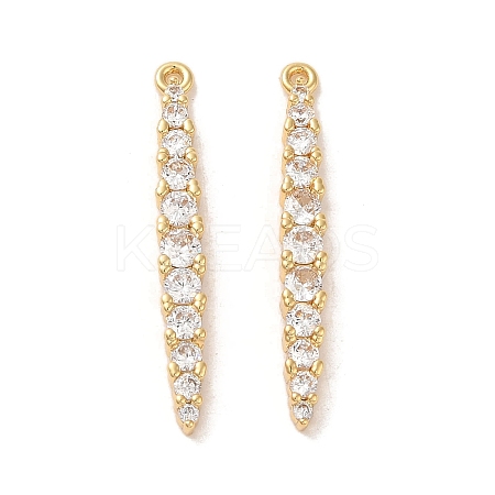 Brass Micro Pave Clear Cubic Zirconia Pendants KK-E098-03G-1