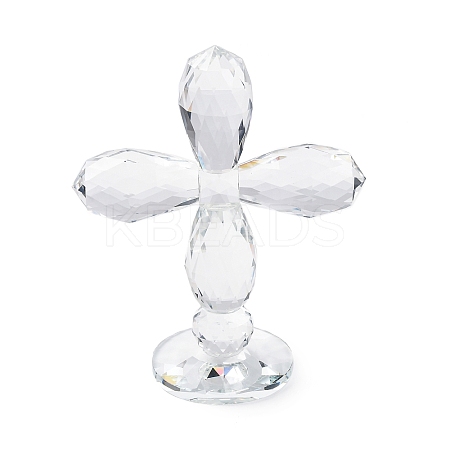 Natural Quartz Crystal Cross Figurines AJEW-H154-01C-1