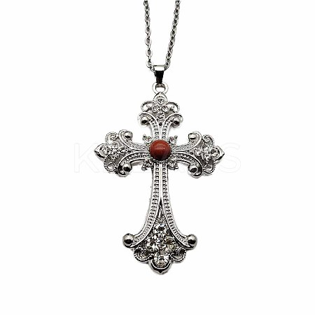 Vintage sparkling Alloy Rhinestone Cross Pendants Necklaces for Women IL0019-16-1