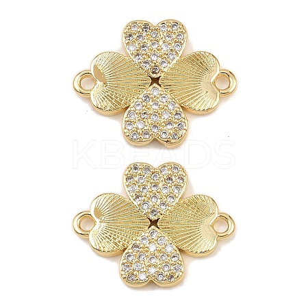 Brass Micro Pave Cubic Zirconia Connector Charms KK-L251-16G-1